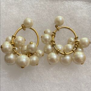 5 for $15 Elegant Gold and Cream Pearl Hoop dangle Earrings